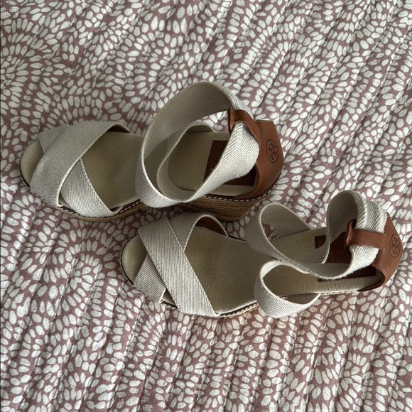 Tory Burch Brown Tan Espadrille Wedge Size 8 - Picture 3 of 13